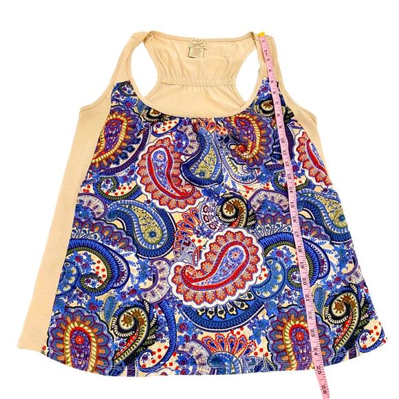 Eyelash Couture Colorful Paisley Print Front Racerback Tank, Size Medium - Picture 6 of 7
